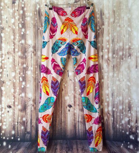 Aztec Multi-Coloured Floral Feathers Leggings - 1000 Things Australia